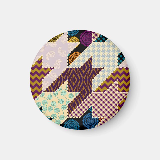 Patchwork Hounds-tooth: Vintage Seamless Backgroun Magnet (Framsidan)