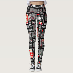 Patchwork Houndstooth Leggings