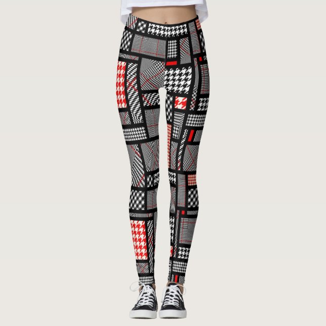 Patchwork Houndstooth Leggings (Framsida)