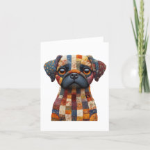 Patchwork Hund Hälsning Card