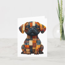 Patchwork Hund Hälsning Card