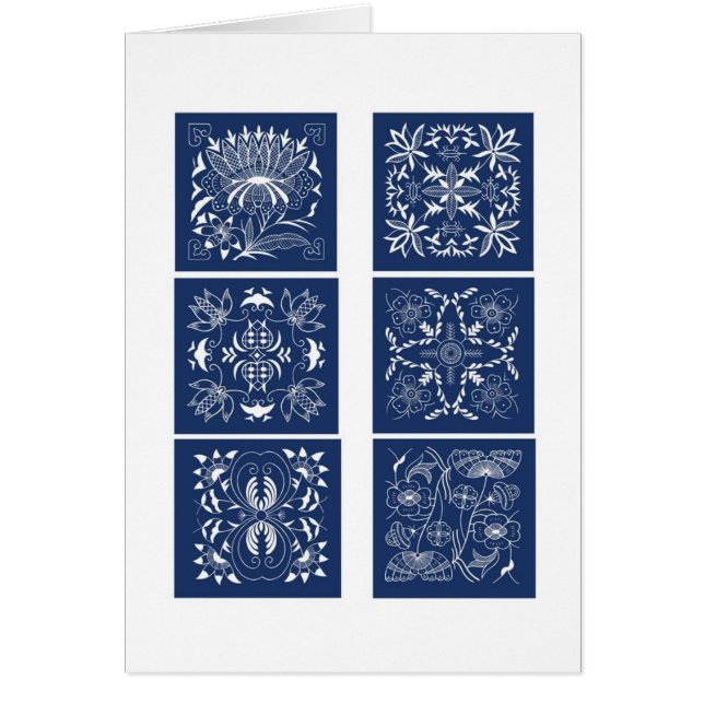 Patchwork i blått OBS kort (Framsidan)