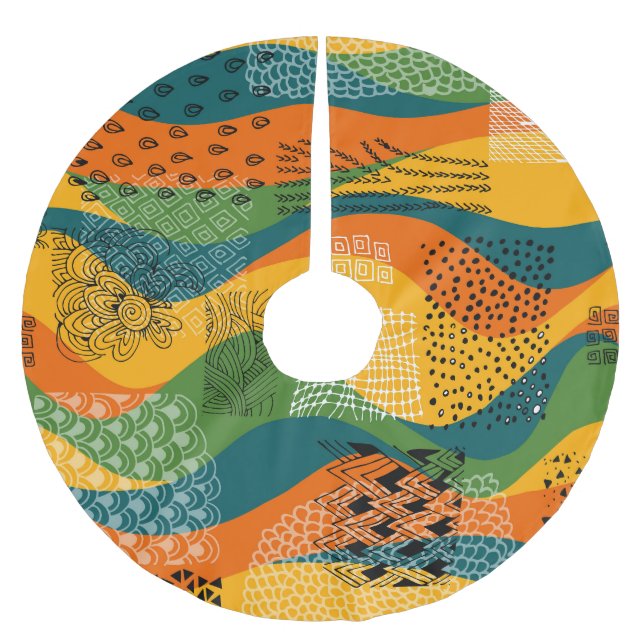 Patchwork i mode: Unudulation Abstrakt Art Julgransmatta Borstad Polyester (Framsidan)