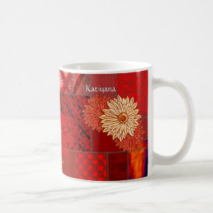Patchwork i rött (personlig mugg) kaffemugg