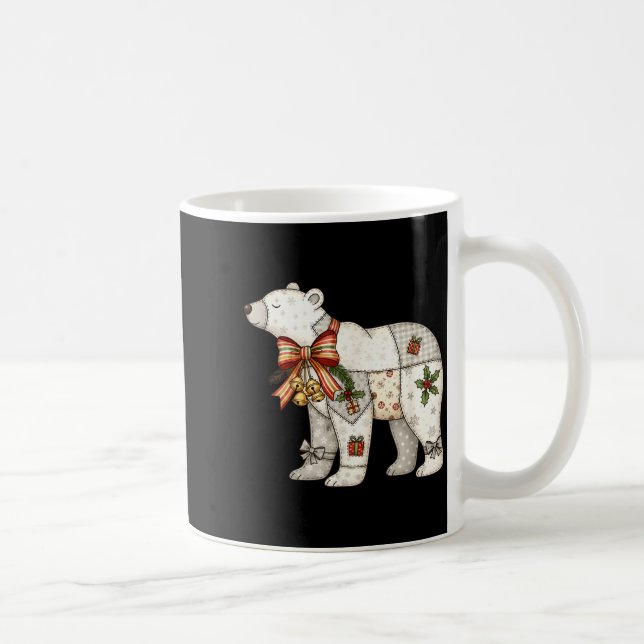 Patchwork Isbjörn Söt Julfilt  Kaffemugg (Höger)