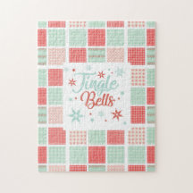 Patchwork Jingle Klockor Red Grönt Pastel jul