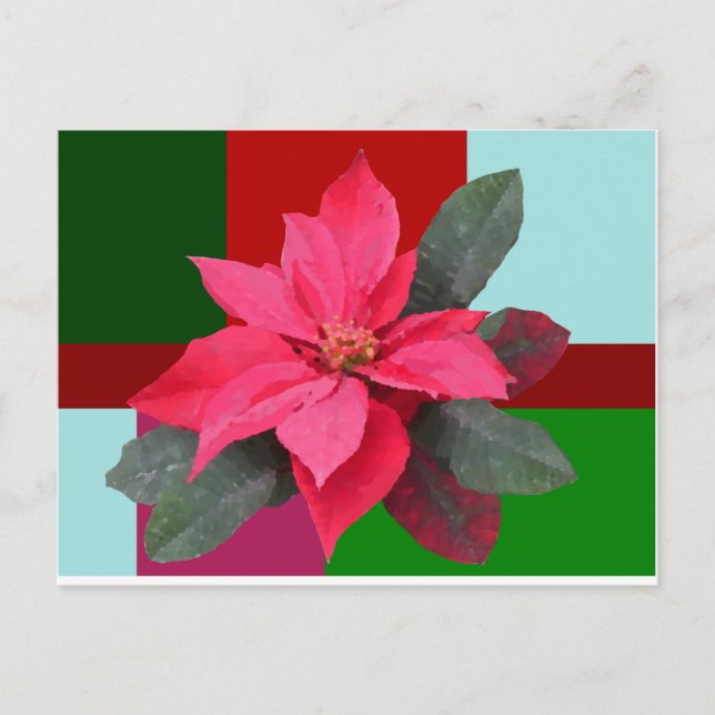 Patchwork jul - Poinsettia Vykort (Framsida)