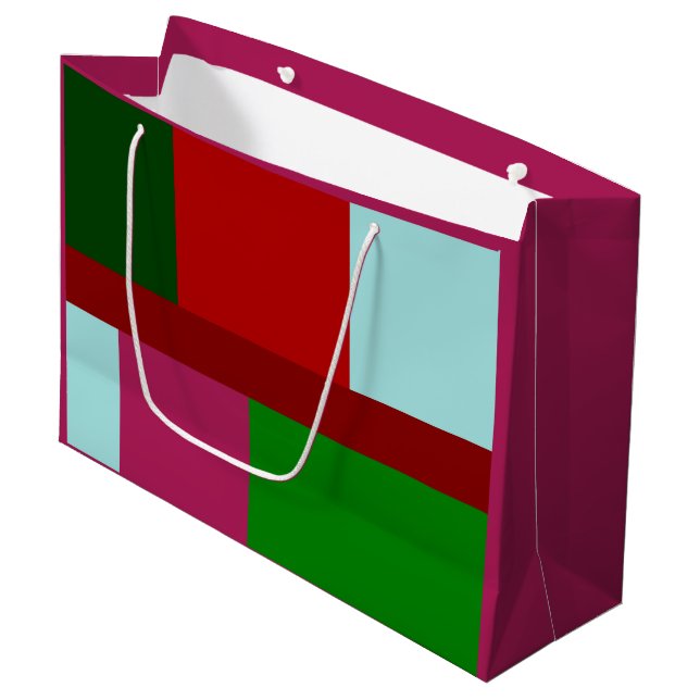 Patchwork jul - röd ljusblå grönt shock rosa (Framsidan Vinklad)