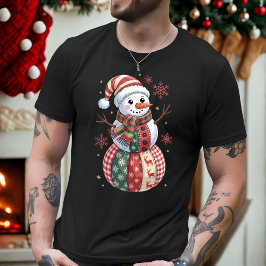 Patchwork jul Snögubbe med Snöflingor T Shirt