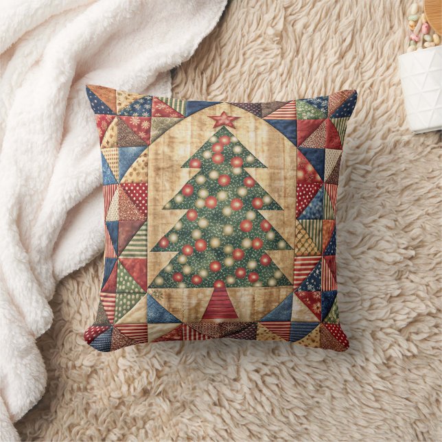 Patchwork Julgran 1 Cushion Kudde (Filt)