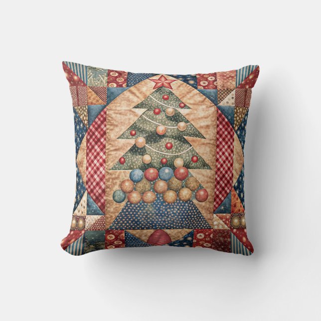 Patchwork Julgran 2 Cushion Kudde (Framsida)