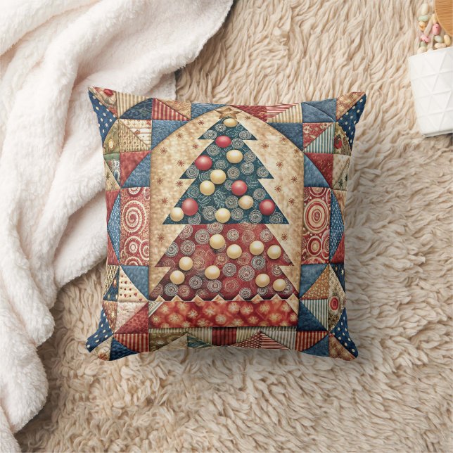Patchwork Julgran 3 Cushion Kudde (Filt)