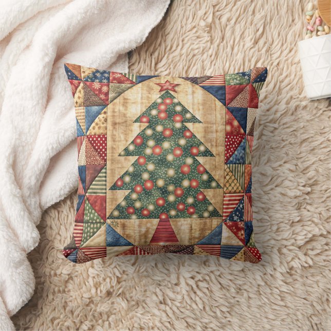Patchwork Julgran Cushion Kudde (Filt)