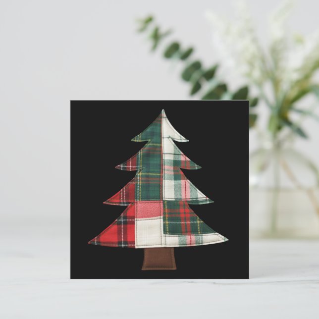 Patchwork julgran högtid vinter Xmas Julkort (Stående Fram)