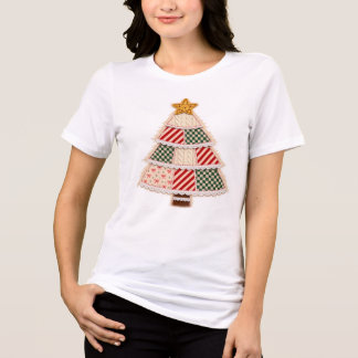 Patchwork Julgran Vintage Gårdshus Design T Shirt