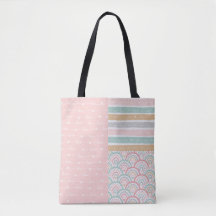 Patchwork Kärlek Hearts Rainbow Pastel Tote Bag
