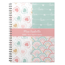Patchwork Kärlekshjärtan Regnbåge Pastell - Anteck Anteckningsbok