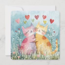 Patchwork Kattungar Alla Hjärtans Dag Julkort
