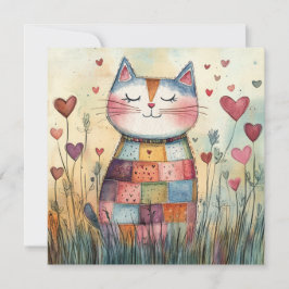 Patchwork Kattvalentin Julkort