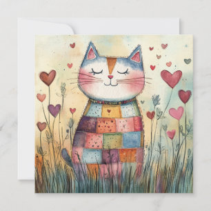 Patchwork Kattvalentin Julkort