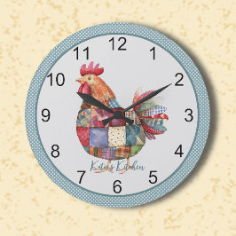 Patchwork Kitchen Hen and Polka dots Stor Klocka