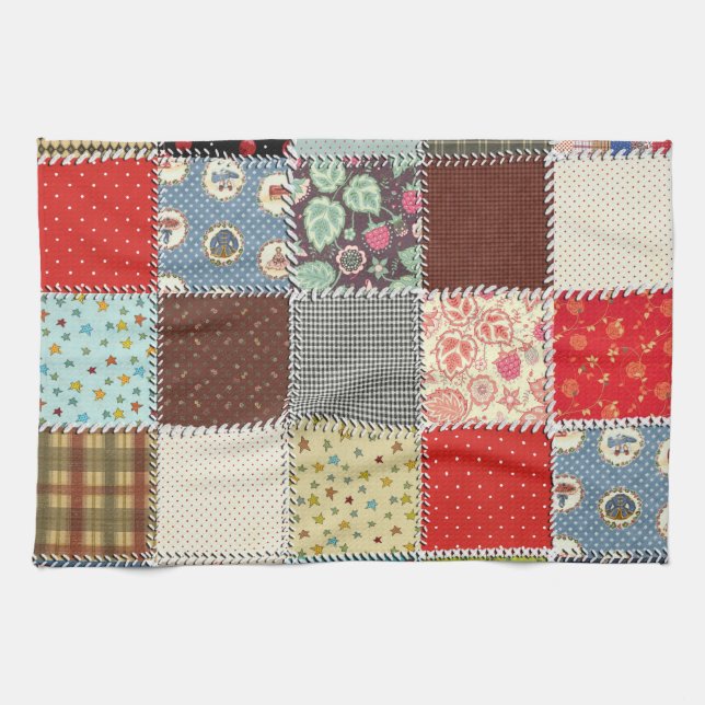 Patchwork Kitchen Towel 16 tum x 24 tum Kökshandduk (Horisontell)