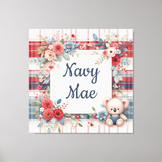 Patchwork Koala Coordinating Canas Print Canvastryck (Framsida)