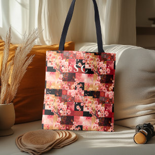 Patchwork Körsbärsblom och tyginspirerad Tygkasse