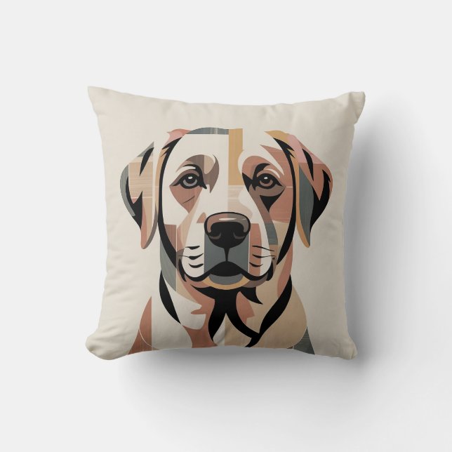 Patchwork Labrador Mysig Varm Neutral Kudde (Framsida)