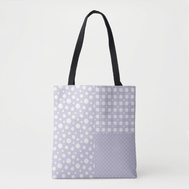 Patchwork Lavender Vår Pastel Mönster Tote Bag Tygkasse (Framsida)