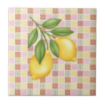 Patchwork Lemon Kakelplatta<br><div class="desc">A bright lemon-inspired patchwork design with a lemon in the middle. Perfect design to add to your lemon decor or as a gift for lemon lovers!</div>