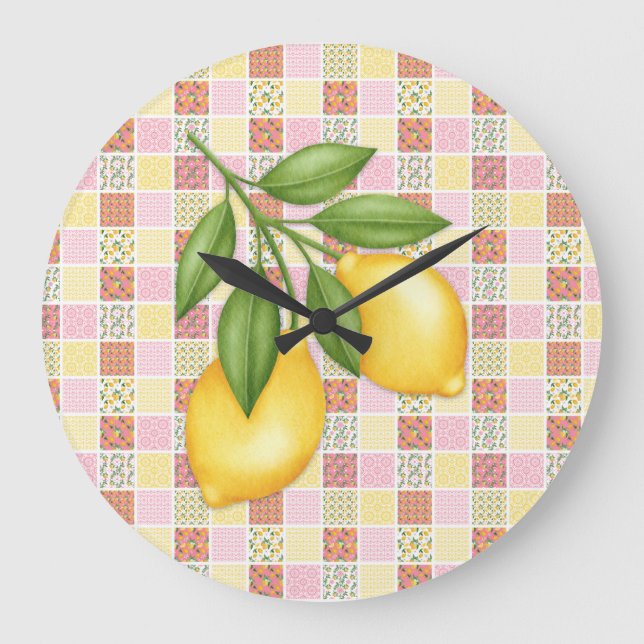 Patchwork Lemon Stor Klocka (Framsida)