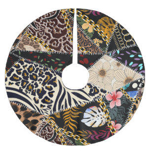 Patchwork Leopard: Ethnic Lining Design. Julgransmatta Borstad Polyester