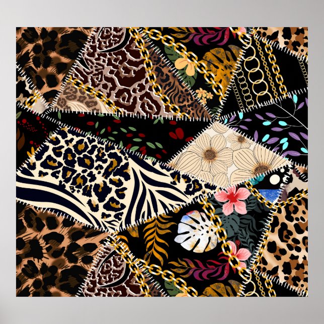 Patchwork Leopard: Ethnic Lining Design. Poster (Framsidan)
