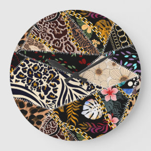 Patchwork Leopard: Ethnic Lining Design. Stor Klocka