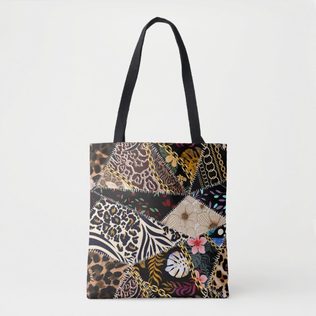 Patchwork Leopard: Ethnic Lining Design. Tygkasse (Framsida)
