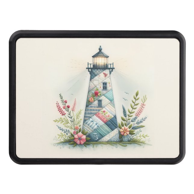 Patchwork Lighthouse Coastal Floral Scene Dragkroksskydd (Framsidan)