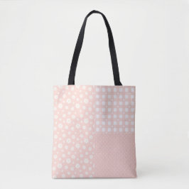 Patchwork Ljus rosa Cute Vår Mönster Tote Bag Tygkasse