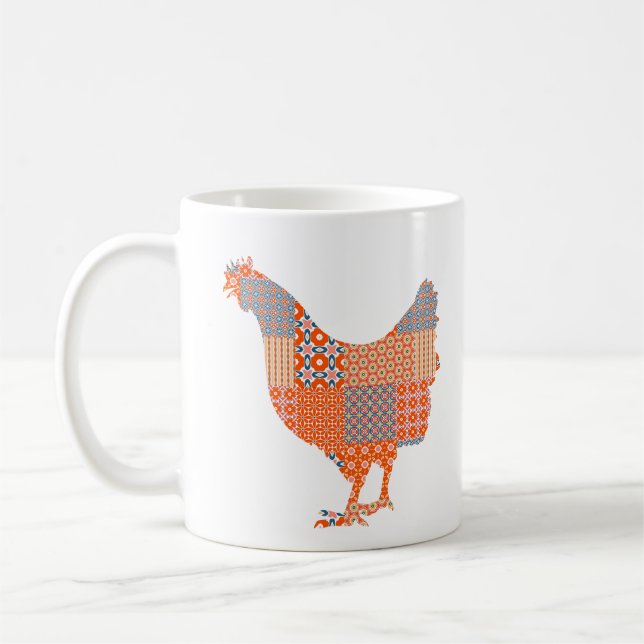 Patchwork Mönster Chicken Farm Animal Kaffemugg (Vänster)