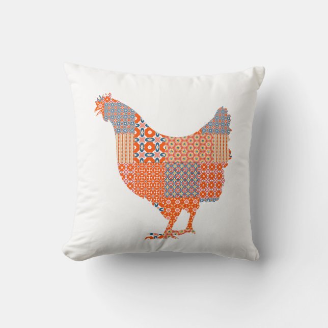 Patchwork Mönster Chicken Farm Animal Kudde (Framsida)