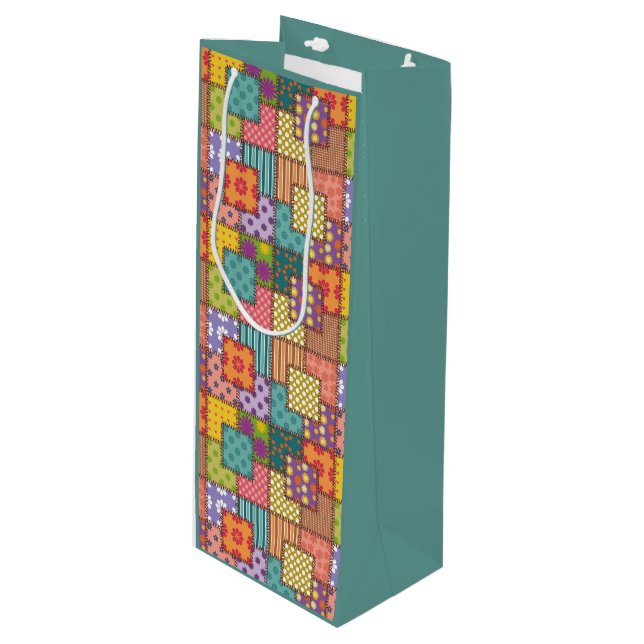 Patchwork Mönster Flowers Polka Dot Rand (Framsidan Vinklad)