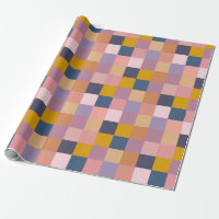 Patchwork Mönster Gult Lila Geometric Design