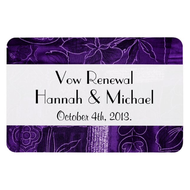 Patchwork Mönster, Lila Patchwork, Vow Renewal Magnet (Horisontell)