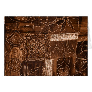 Patchwork Mönster, Patchwork Background, Brown Hälsningskort