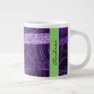 Patchwork Mönster, Patchwork Background, Ditt namn Jumbo Mugg