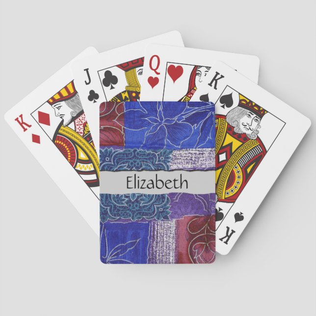 Patchwork Mönster, Patchwork Background, Ditt namn Kortlek (Baksidan)