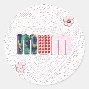 Patchwork "MORSA" på Snöre Runt Klistermärke