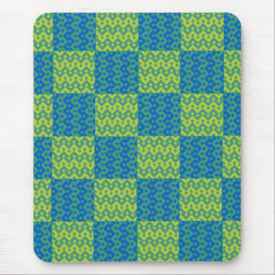 Patchwork Mousepad, Blue and Grönt Geometric Musmatta