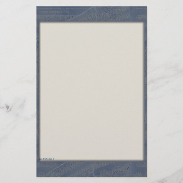 Patchwork Music Stationery in Blue Brevpapper (Framsida)