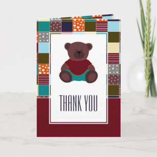 Patchwork Nalle, Baby Shower Tack Kort